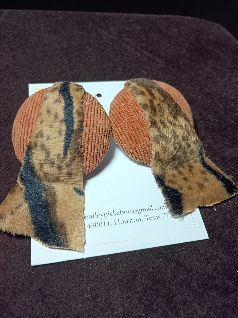 Women's Orange and Brown Mixed-Texture Drop Earrings